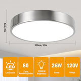 Flush Mount Ceiling Light,Satin Nickel LED Dimmable 3CCT 13"
