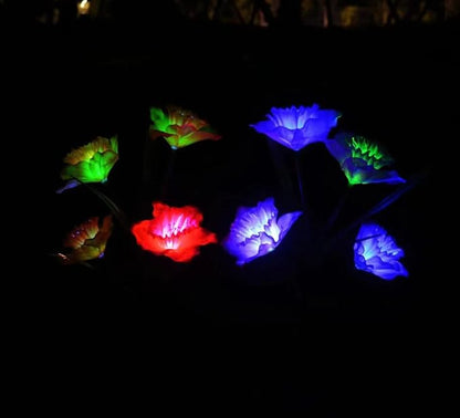 Solar Lights Outdoor Decorative, 2 Pack Solar Garden Lights Daffodils Flowers 7 Color Changing LED Soalr Powered Outdoor Lights, Waterproof Solar Lights for Garden Patio Yard