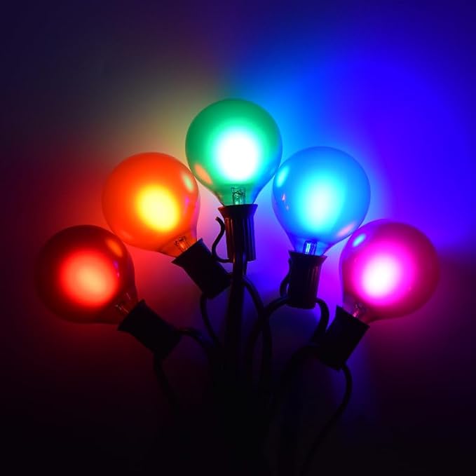 Hometown Evolution, Inc. G50 2" LED Assorted Colored Outdoor Globe String Lights (White Wire, 25 ft)