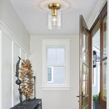 Modern Brass Semi Flush Mount Light Fixture for Entryway & Hallway, Gold Finish