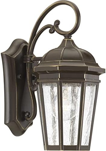 Progress Lighting Verdae Collection 1-Light Clear Seeded Glass New Traditional Outdoor Small Wall Lantern Light | Lumora