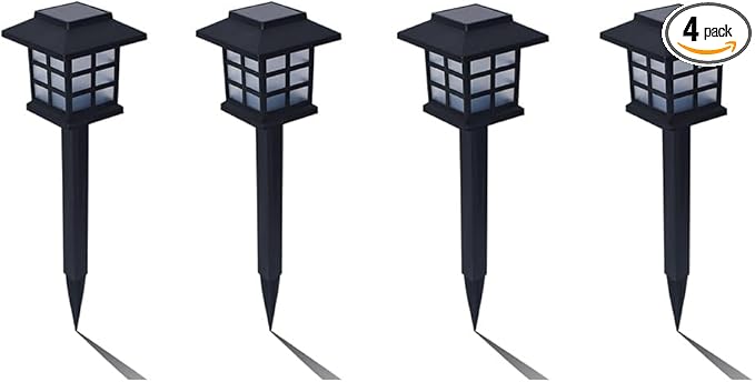 Anern Solar Pathway Lights Outdoor, 4 Pack Waterproof LED Walkway Landscape Light - Provides 6-12 Hours Illumination for Garden, Yard, Patio, Driveway & Landscape Lighting (Warm White)
