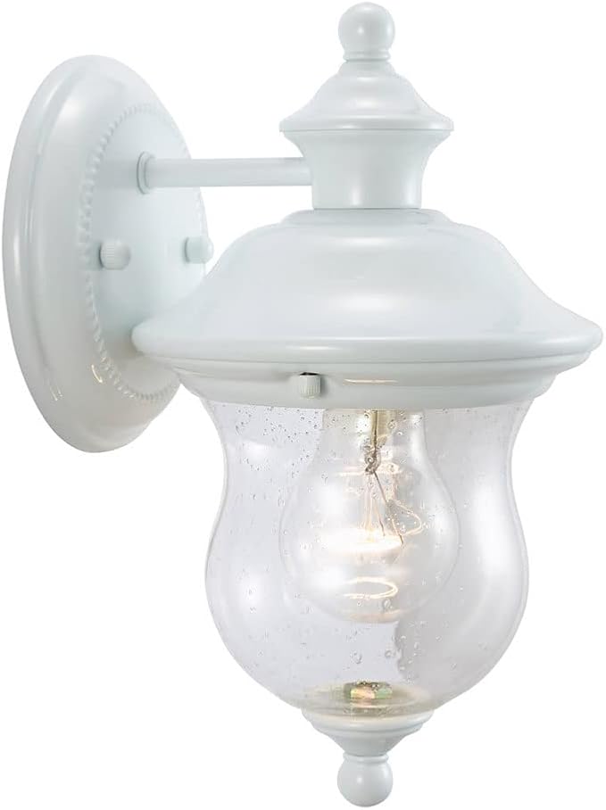 Design House 503839 Highland Traditional 1-Light Outdoor/Indoor Wall Light with Clear Seedy Glass for Porch | Lumora