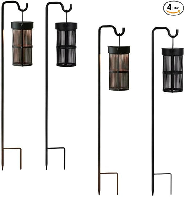 Hanging Solar Lantern Lights, Shepherd Hook Lights with 4 Shepherd Hooks, Waterproof Outdoor for Garden Decor | Lumora