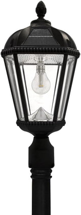 Gama Sonic Solar Outdoor Lamp Post Light, Black Cast Aluminum and Beveled Glass Panels, 10-Year Royal Bulb, Warm | Lumora