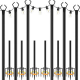 AILBTON 10Ft Exterior Light Poles 6 Pack, Durable Metal String Light Posts for Outdoor Use, Equipped with Fixed Brackets for Yard, Terrace, and Garden Lighting Decor and Backyard