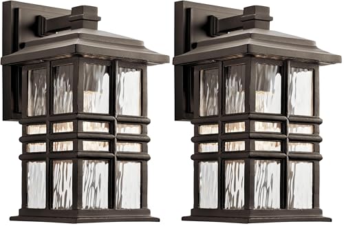 Beacon Square 12" 1 Light Outdoor Wall Light with Clear Hammered Glass in Olde Bronze® (Pack of 2)