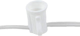 Novelty Lights 250 Feet C7/E12 Socketed Wire Spool, 12 Inch Spacing, White Wire 8 Amp SPT-1 Commercial Grade Reel | Lumora