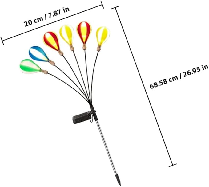 HOMSFOU 2pcs Solar Hot Air Balloon Stake Lights for Garden Lawn, LED Solar-Powered Outdoor Pathway Lamps with Firefly Effect, Solar Garden Decor for Patio and Camping