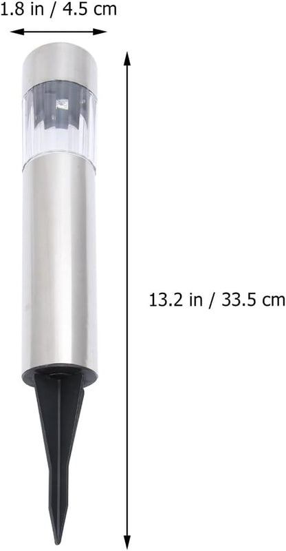 4pcs Solar Garden Lawn Lights Stainless Steel Cylindrical Outdoor Landscape Pathway Lamps Solar Powered for Patio Yard