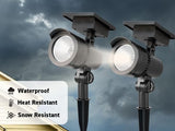 2-Pack Solar Powered Black Spotlights, High/Low Lumens, Adjustable Panel, IP65 - Outdoor Security Flood Light | Lumora