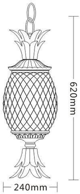 1-Light Outdoor Hanging Lights European Traditional Porch Patio Pineapple Shape Pendant Lighting For Study Room | Lumora