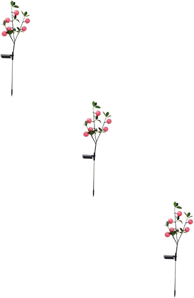 3pcs Led Garden Stake Light Solar Pathway Lights for Outdoor Apple Shape Decorative Lamp for Garden Decking Christmas Decor