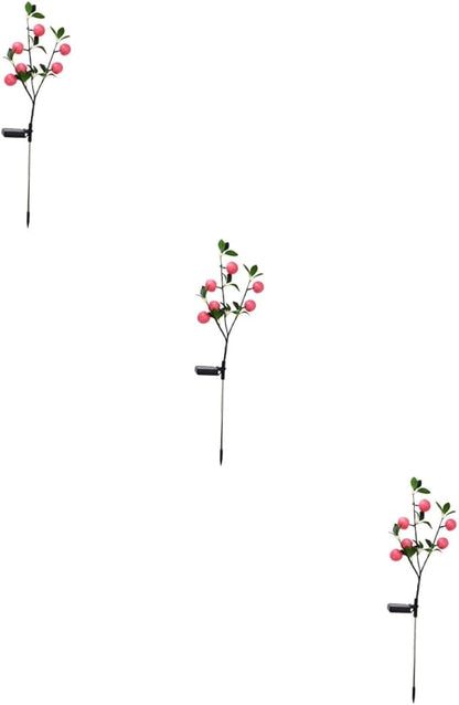 3pcs Led Garden Stake Light Solar Pathway Lights for Outdoor Apple Shape Decorative Lamp for Garden Decking Christmas Decor