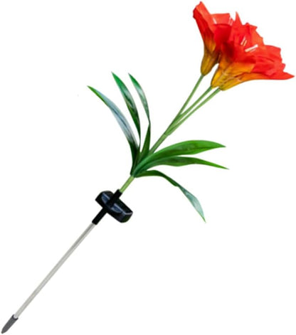 Fork Led Solar Lily Shape Garden Stake Lights Landscape Lamp for Pathway Solar Garden Decor Night Scene Lighting