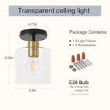 Black Brass Semi Flush Mount Ceiling Light,1 Pack Ceiling Light Fixture