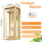 15" Motion Sensor Outdoor Wall Lights, Outdoor Sconces, 2 Pack