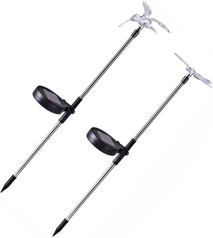 2pcs Solar Garden Lights Waterproof LED Butterfly and Dragonfly Ground Plug Landscape Path Lights Outdoor Yard Decor Stake Lamps