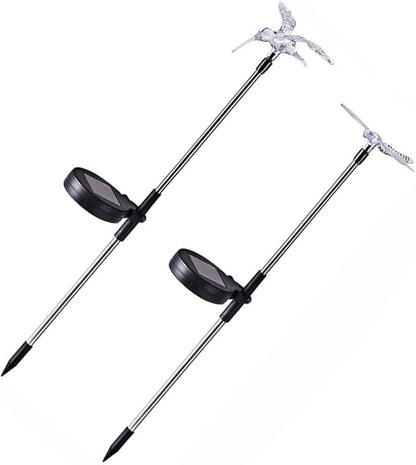 2pcs Solar Garden Lights Waterproof LED Butterfly and Dragonfly Ground Plug Landscape Path Lights Outdoor Yard Decor Stake Lamps