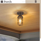 Emliviar 2 Pack Farmhouse Semi Flush Mount Ceiling Lights, Small Ceiling Lights for Porch, Clear Tempered Glass in Oil Rubbed Bronze Finish, GE255F-2PK ORB