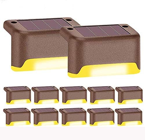 MODOAO Solar Deck Lights Solar Step Lights Waterproof Led Solar Lamp Led Solar Fence Lamp for Patio, Stairs,Garden Pathway, Fences and Path and Driveway (12 Pack)