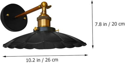 POPETPOP Vintage Industrial Wall Lamp Petal-Shaped Design Retro Style Light Fixture for Restaurants Cafes and Patios Durable Black Without Bulb