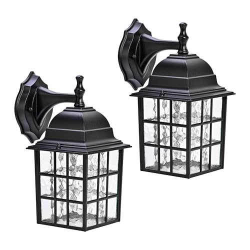 Outdoor Wall Light Fixtures Waterproof Exterior Sconce Lights Anti-Rust Exterior Lighting Fixtures Black Outdoor Wall Lantern for Porch Patio Front Door Garage House - 2 Pack