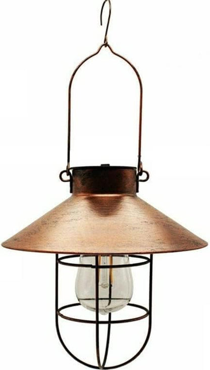 EpicGadget Outdoor Solar Lantern Garden Hanging Light with Shepherd Hook, Retro Metal Solar Lamp with Warm White Edison Bulb Design for Pathway, Porch, Landscape, Lawn, Yard Decoration (Bronze)
