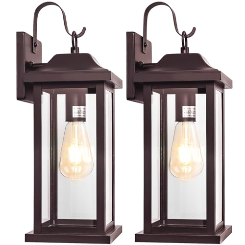 2-Pack Large Bronze Outdoor Light Fixtures for House