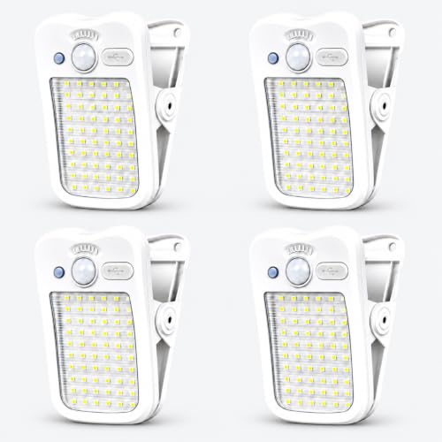 Clip-On Solar Lights Outdoor, Motion Sensor, 4 Pack, White