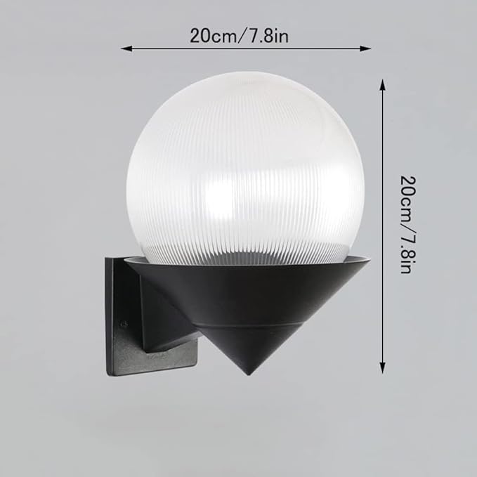 Outdoor Led Waterproof Wall Mount Lamp,Modern Pmma Spherical Sconce Lighting Lantern Fixture,e 26 Black for Garage | Lumora