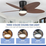 Surtime Palm Leaf Ceiling Fans with Lights-42 Tropical Ceiling Fan with Light and Remote/APP Control,Flush Mount Low Profile Ceiling Fans for Bedroom,Indoor/Outdoor Patio Use(Brown)