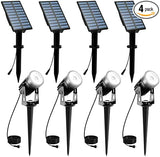 T-SUNUS Solar Spot Lights Outdoor White Christmas 4 Pack IP65 Waterproof Landscape Spotlights 6000K Separate Panel | Lumora