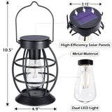 LeiDrail Solar Lanterns Outdoor, Hanging Metal Lights, Dual LED, 4 Pack