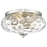 Darkaway Large Ceiling Light Fixtures 3-Ight Flush Mount Indoor Outdoor Ceiling Light with Water ipple Glass Shade for Kitchen Bedroom Living Room Dining Room Entry Porch Nickel Finish