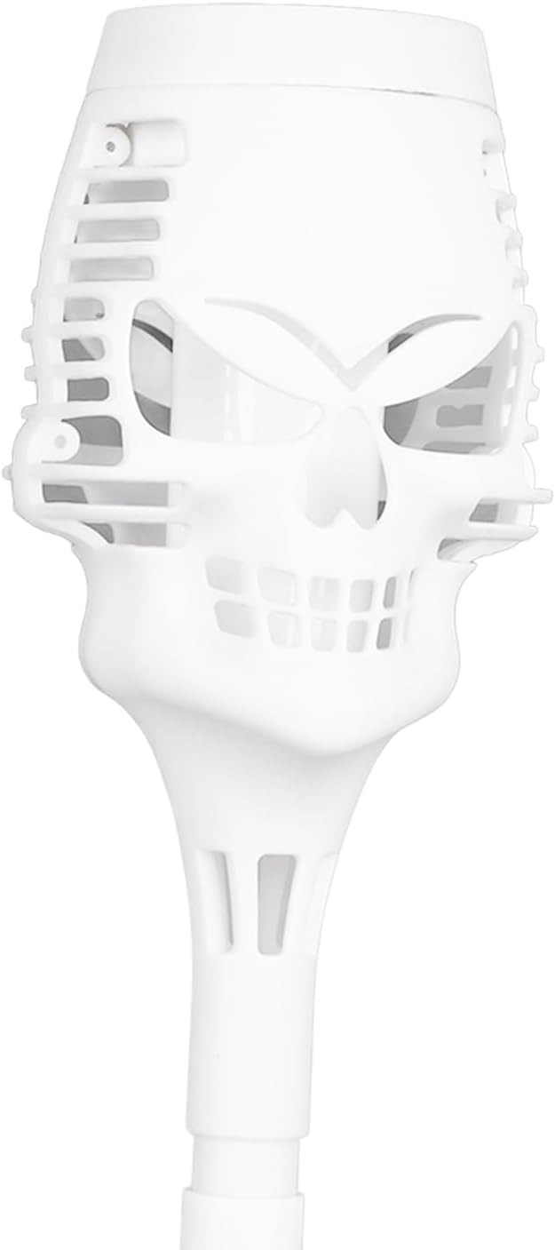 Fockety Solar Halloween Lights, 4Pcs Skull Light Solar Torch Light with Flickering Flam, IP65 Solar Pathway Lights for Outside Garden Yard Patio Pathway Halloween Decoratrions