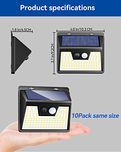 Solar Lights Outdoor Waterproof [3 Pack/140LED], Warm White Motion Sensor Lights Dusk to Dawn, 3 Modes Solar Fence Security Lighting for Wall Garden Yard Stair Outside
