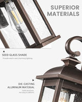 FEMILA Outdoor Wall Lantern Oil Rubbed Bronze, Exterior Wall Light Sconce with Seeded Glass, Front Porch Light Fixture for Outdoor Garage, Patio House, 4FD54B ORB