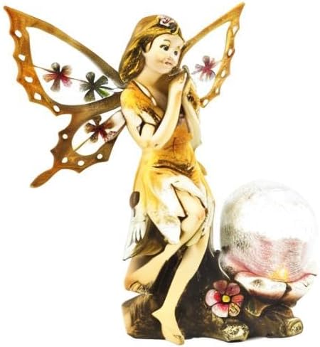 Fairy Solar Garden Light with Color Changing LED Crackled Glass Globe