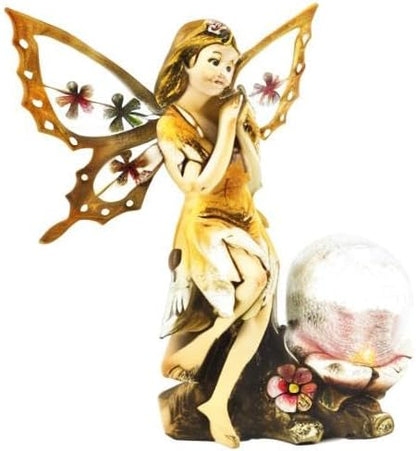 Fairy Solar Garden Light with Color Changing LED Crackled Glass Globe