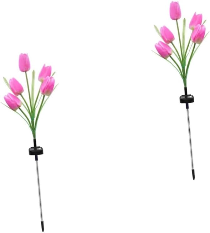 DOITOOL 2pcs Lawn Solar Lamp Head Tulip Design Outdoor Light Ornament for Garden Cloth for Courtyard and Pathway Decor