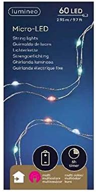 Lumineo 10 Ft Multi Colored Micro LED String Light Set with 60 Lights - Indoor