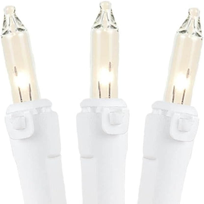 Novelty Lights 34 Feet 100 Bulbs Traditional Incandescent Mini Lights, Clear on Black Wire with 4" Spacing, Commercial Grade and UL Listed for Indoor/Outdoor Use, End-to-End Connectable