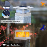 4 Pack Solar Post Cap Lights Outdoor with Flickering Flame Light, White Shell Fence Post Solar Lights Fit 4x4 5x5 Vinyl/Wooden Posts, Brightness LED Lighting Decor for Garden Deck Patio