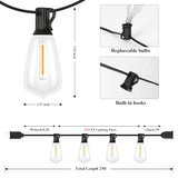 Brightever 25FT Outdoor String Lights 13 Bulbs, 2200K Amber Lights