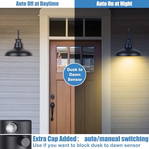 12" Dusk to Dawn LED Outdoor Barn Lights, Farmhouse Gooseneck Porch Lights