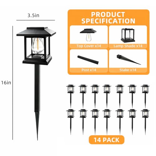 Solar Pathway Lights 14-Pack for Yard Walkways