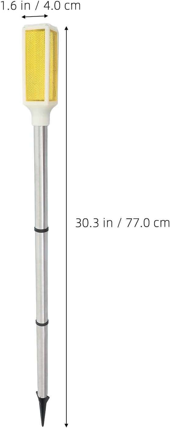 BESPORTBLE Solar Powered Outdoor Solar Pathway Lights Yard Stake Lamp for Lawn and Driveway Entrance, Yellow LED Warning Light for Garden Patio Courtyard