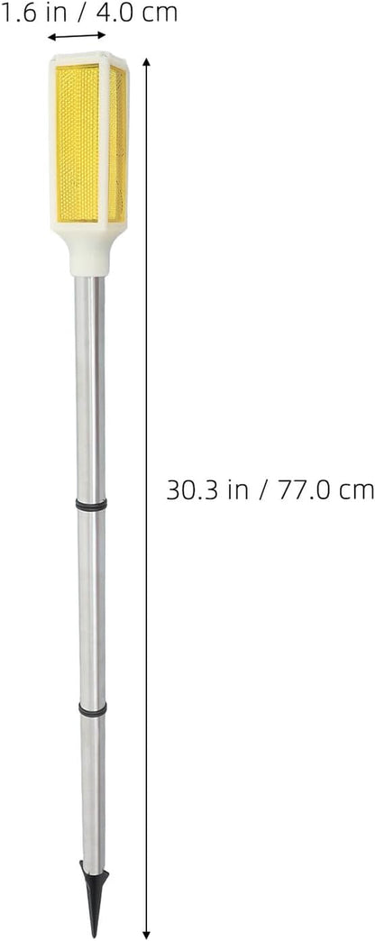 BESPORTBLE Solar Powered Outdoor Solar Pathway Lights Yard Stake Lamp for Lawn and Driveway Entrance, Yellow LED Warning Light for Garden Patio Courtyard
