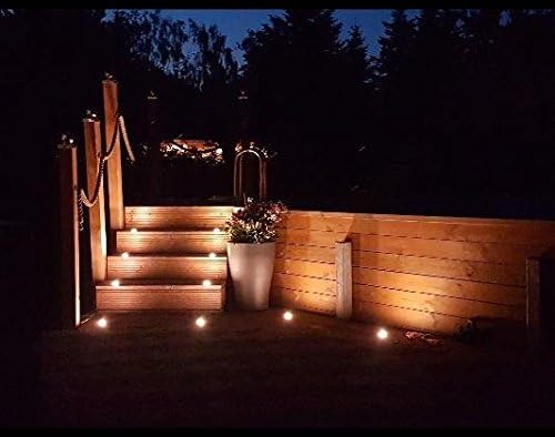 FVTLED Low Voltage Deck Lights Kit, 10 Pack of Φ1.77 Recessed LED Deck Lighting, Waterproof Outdoor Stair Lights In Ground Light for Garden,Yard,Patio,Step(Warm White)